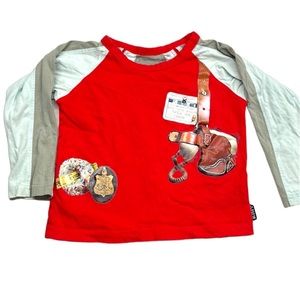 Oilily Boy’s Cotton Long-Sleeve Tee shirt Red Green Blue Sz 2-3T toddler unisex